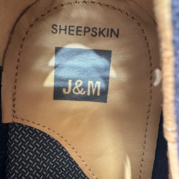 J&M Mens Sheepskin Lined Canvas Loafers Size 10M Navy Blue main image 9